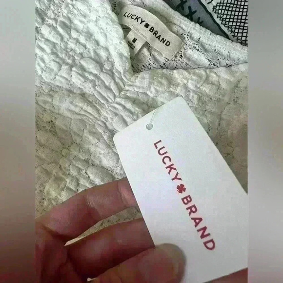 NWT Lucky Brand Womens White Lace Boho Babydoll Coastal Cowgirl Cami Top Medium - Picture 14 of 14